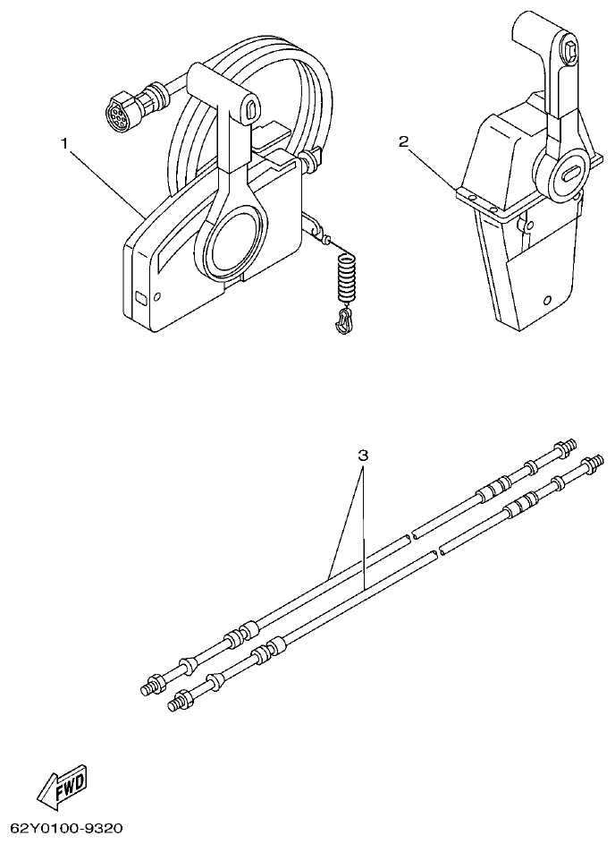 Yamaha F50A, FT50B REMOTE CONTROL BOX parts diagram